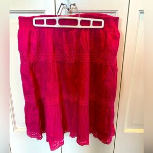 Garnet Hill Women’s Gauze Skirt - Size XL - Hot Pink